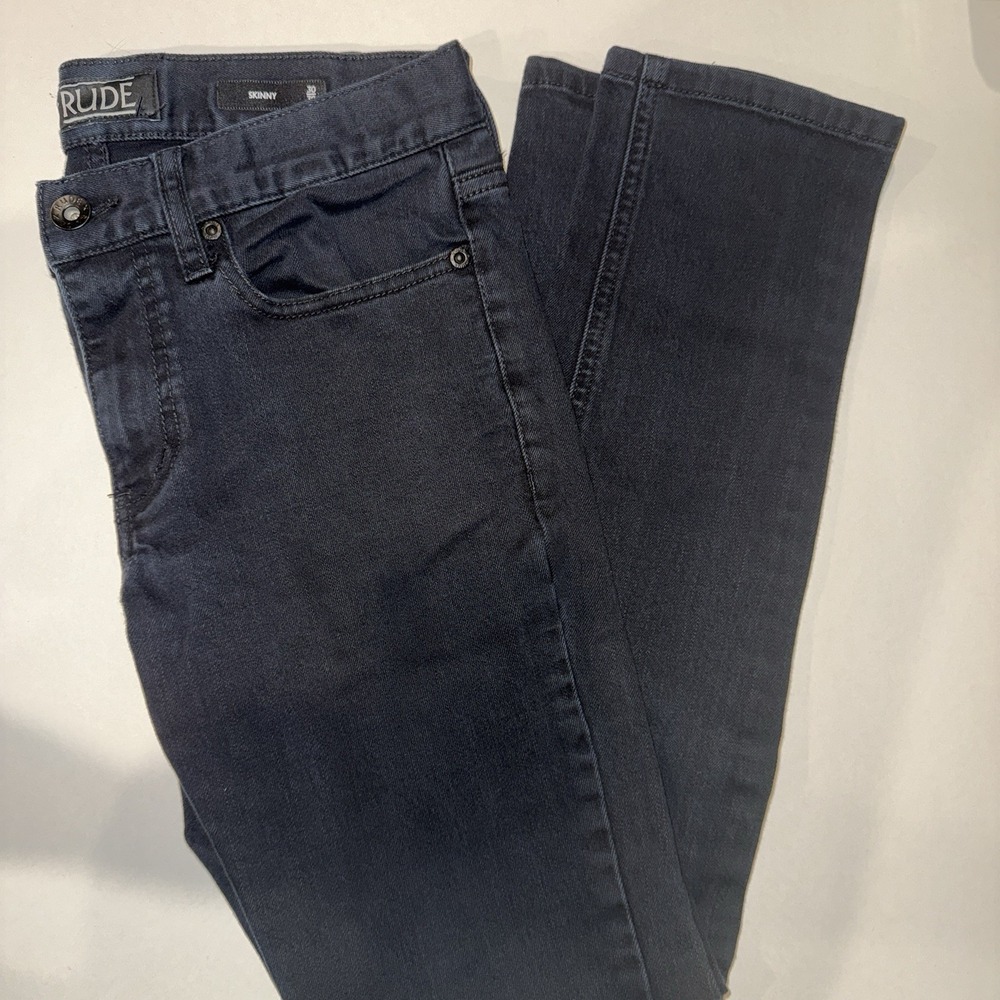 XXX Rude Skinny Jeans Mens 30x30 Black Wash Denim Hot Topic Punk Emo 30x27